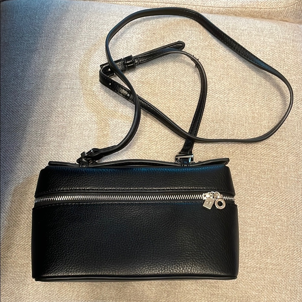 LP Style Black Leather Crossbody Bag